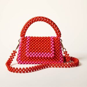 Kate Spade X Target NWT Red Pink Beaded Handbag Fun Top Handle Bag